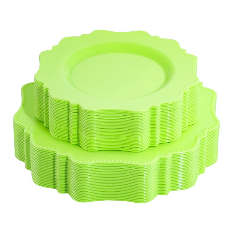 COLOSUS Disposable Plastic Plates 60Pcs  Light Green Party Plates  Heavy Duty 30 Dinner plate 10.5  and 30 Salad/Dessert Plate 8.25  for Easter Party Dinner - Image 1