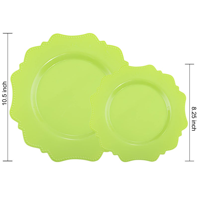 COLOSUS Disposable Plastic Plates 60Pcs  Light Green Party Plates  Heavy Duty 30 Dinner plate 10.5  and 30 Salad/Dessert Plate 8.25  for Easter Party Dinner - Image 2