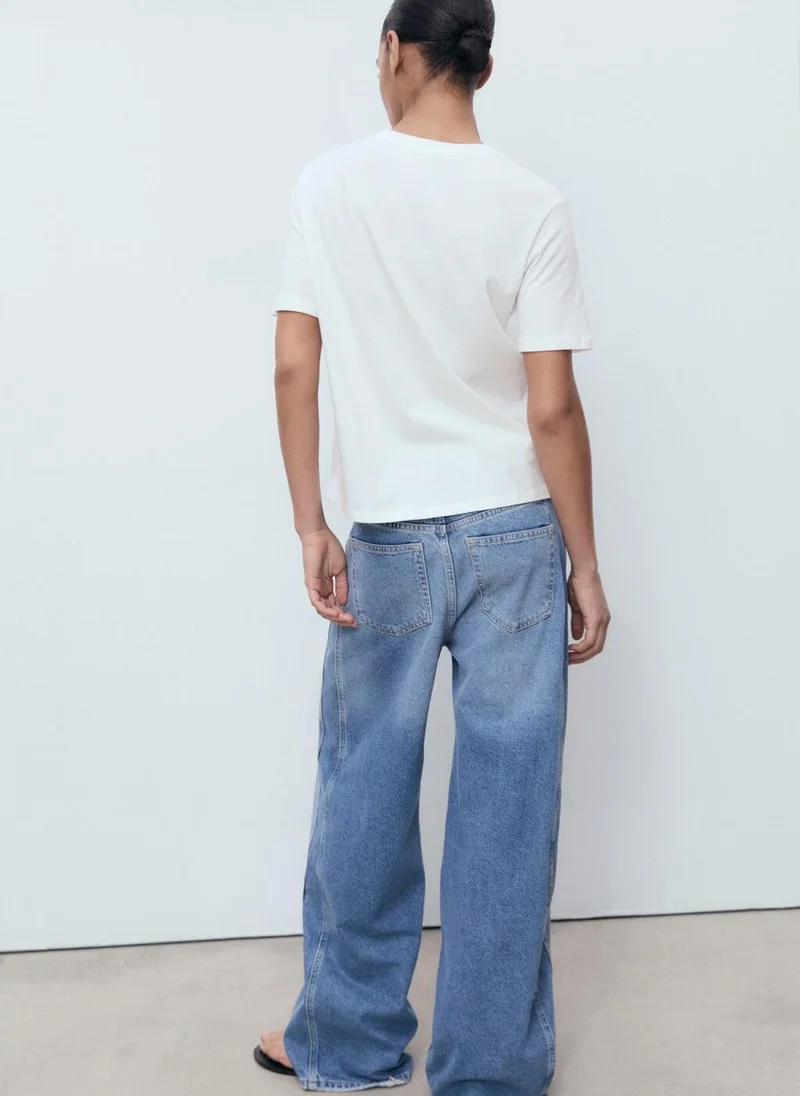 مانجو Short-Sleeved T-Shirt With Crochet Pocket