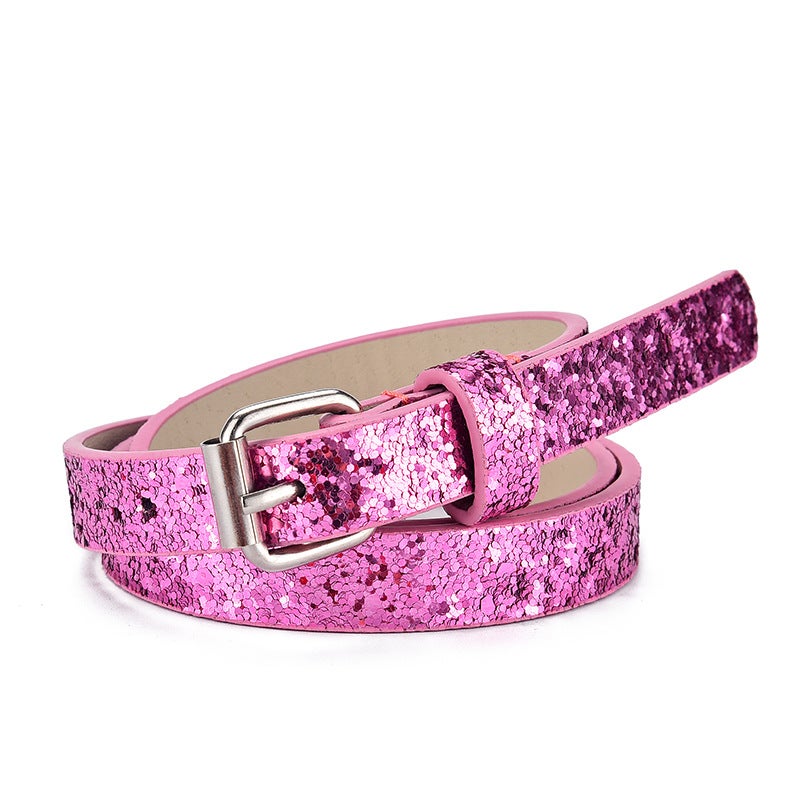 Glitter Heart Buckle Kids Denim Belt Glitt Pink  - Image 1