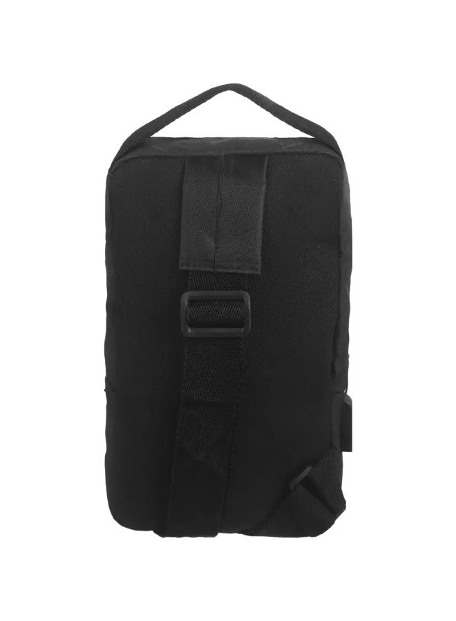 Men's Crossbody Waterproof Bag, 18 x 29 cm, 3 Zippers, USB Port - Black - Image 4