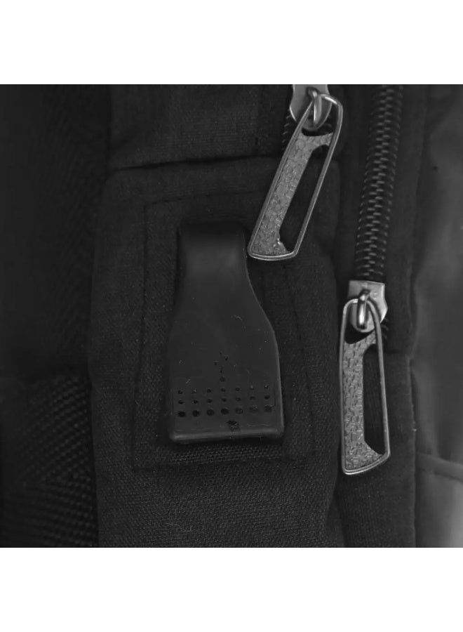 Men's Crossbody Waterproof Bag, 18 x 29 cm, 3 Zippers, USB Port - Black - Image 3