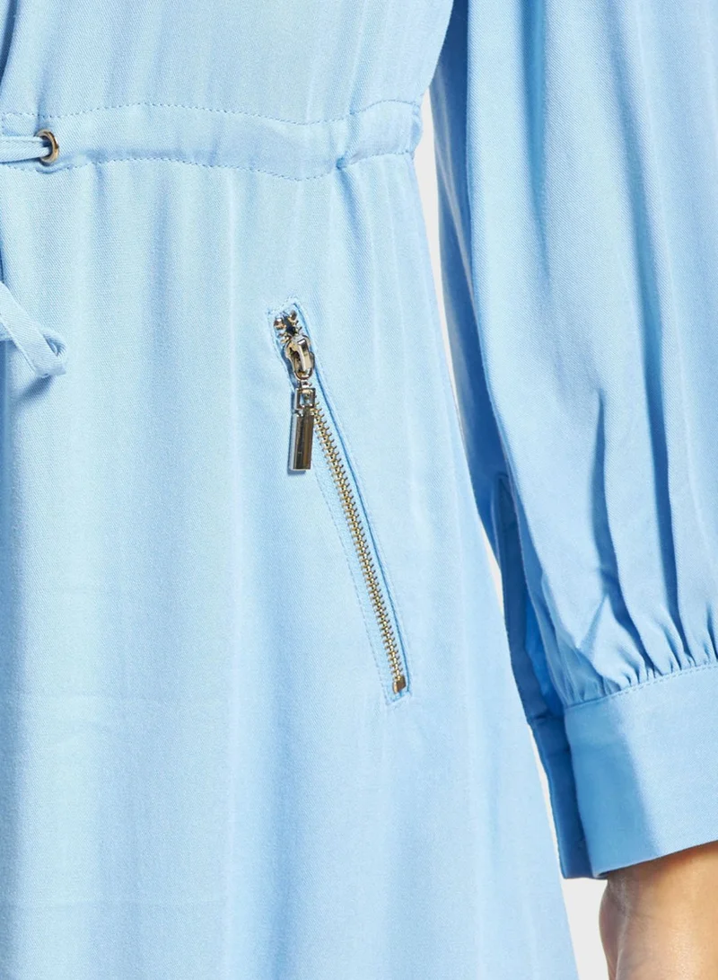Iconic Puff Sleeve Tie Detail Dress