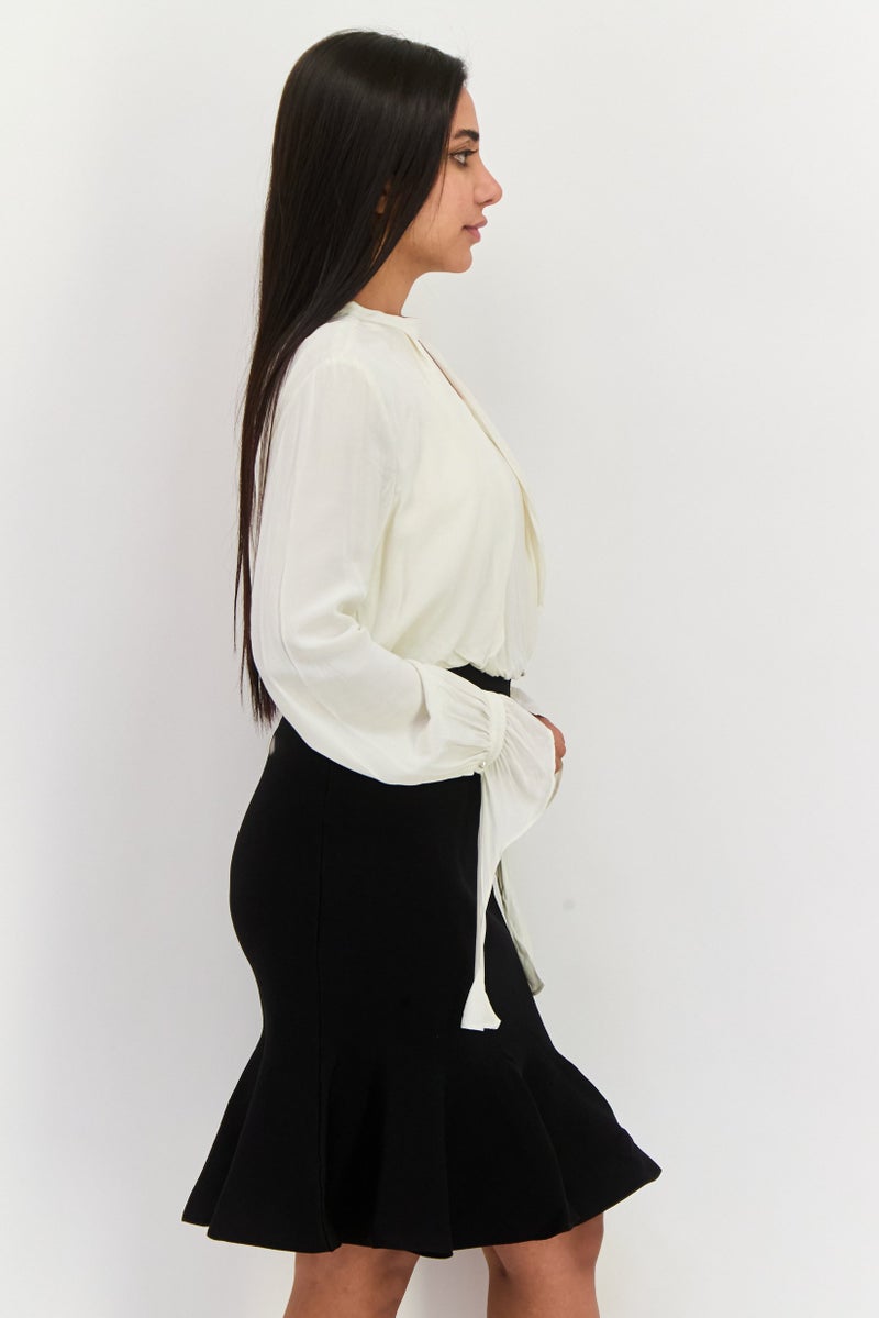 ONLY فستان ميدي نسائي سادة، كريمي - Image 4