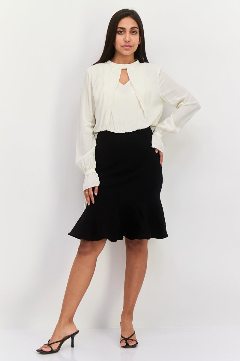 ONLY فستان ميدي نسائي سادة، كريمي - Image 2