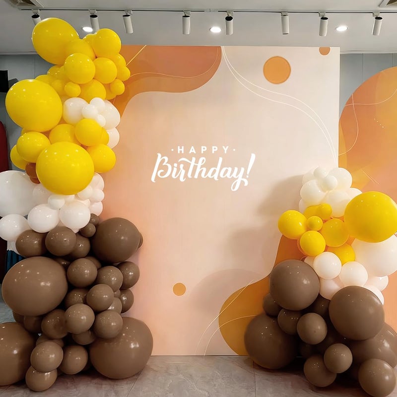 MEBAY Yellow Brown White Balloon Garland Arch Kit, 155Pcs Latex Balloons Different Size 18 12 10 5 inch for Birthday Wedding Party Baby Shower Bridal Shower Decoration - Image 5
