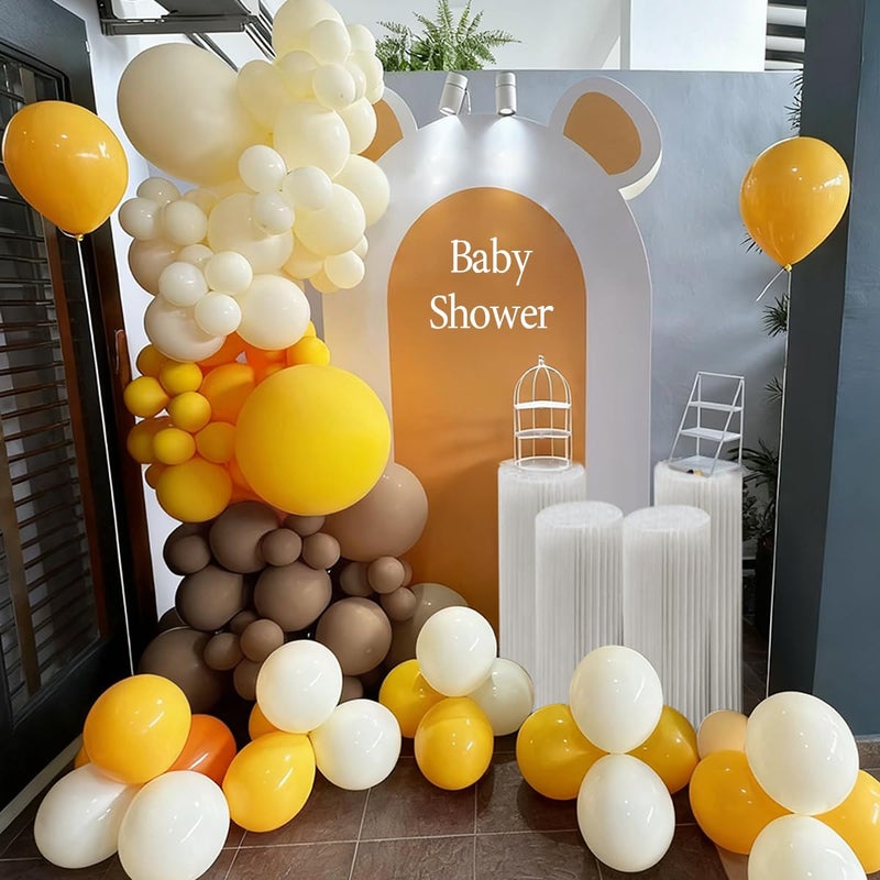 MEBAY Yellow Brown White Balloon Garland Arch Kit, 155Pcs Latex Balloons Different Size 18 12 10 5 inch for Birthday Wedding Party Baby Shower Bridal Shower Decoration - Image 4