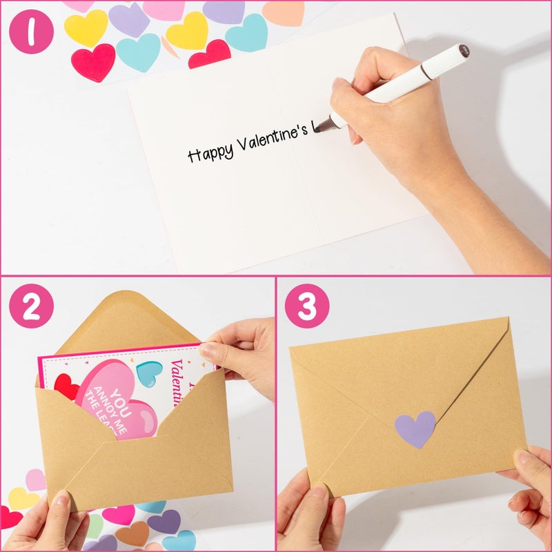 ANGOLIO Funny Coworker Valentines Day Cards - Humorous Happy Valentine's Day Greeting Cards Heart Stickers Envelopes Bulk Gifts for Boss Colleague Employee Office Party Favors Exchange Gift (24 Setsï¼‰ - Image 3