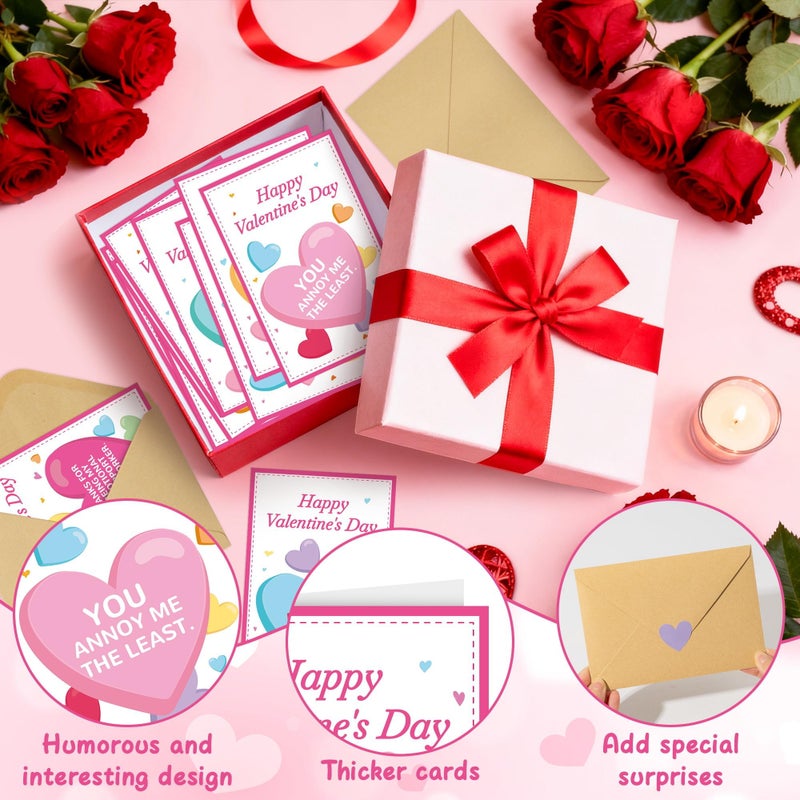 ANGOLIO Funny Coworker Valentines Day Cards - Humorous Happy Valentine's Day Greeting Cards Heart Stickers Envelopes Bulk Gifts for Boss Colleague Employee Office Party Favors Exchange Gift (24 Setsï¼‰ - Image 4