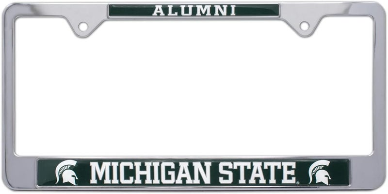 AMG Auto Emblems NCAA Michigan State Alumni License Plate Frame - Premium Shiny Chrome Metal - Image 1