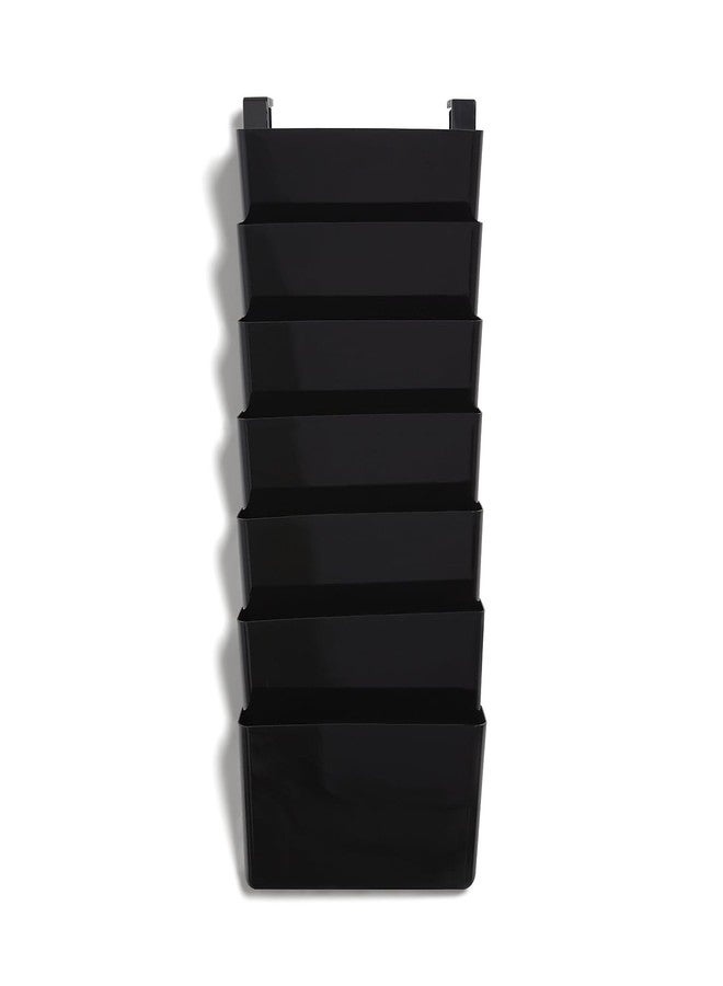 TRU RED Unbreakable 7‑Section Plastic Letter Wall File, Black - High‑Capacity Vertical Wall Organizer for Mail, Documents & Folders