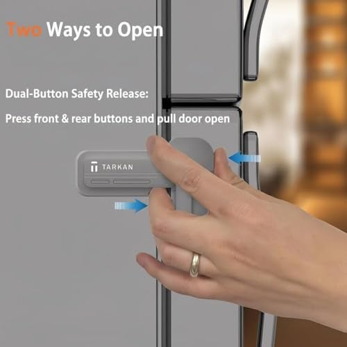 TARKAN Child Safety Dual Lock for Refrigerator, Multi-Purpose Baby Proofing Latch for Single Door Fridge, No-Drill Installation, Light Grey - Image 5