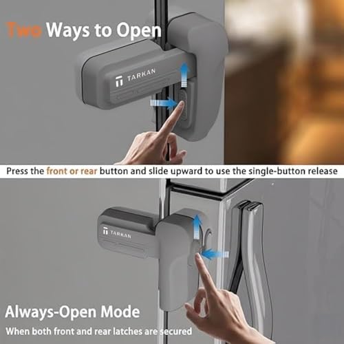 TARKAN Child Safety Dual Lock for Refrigerator, Multi-Purpose Baby Proofing Latch for Single Door Fridge, No-Drill Installation, Light Grey - Image 4