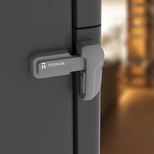 TARKAN Child Safety Dual Lock for Refrigerator, Multi-Purpose Baby Proofing Latch for Single Door Fridge, No-Drill Installation, Light Grey - Image 1