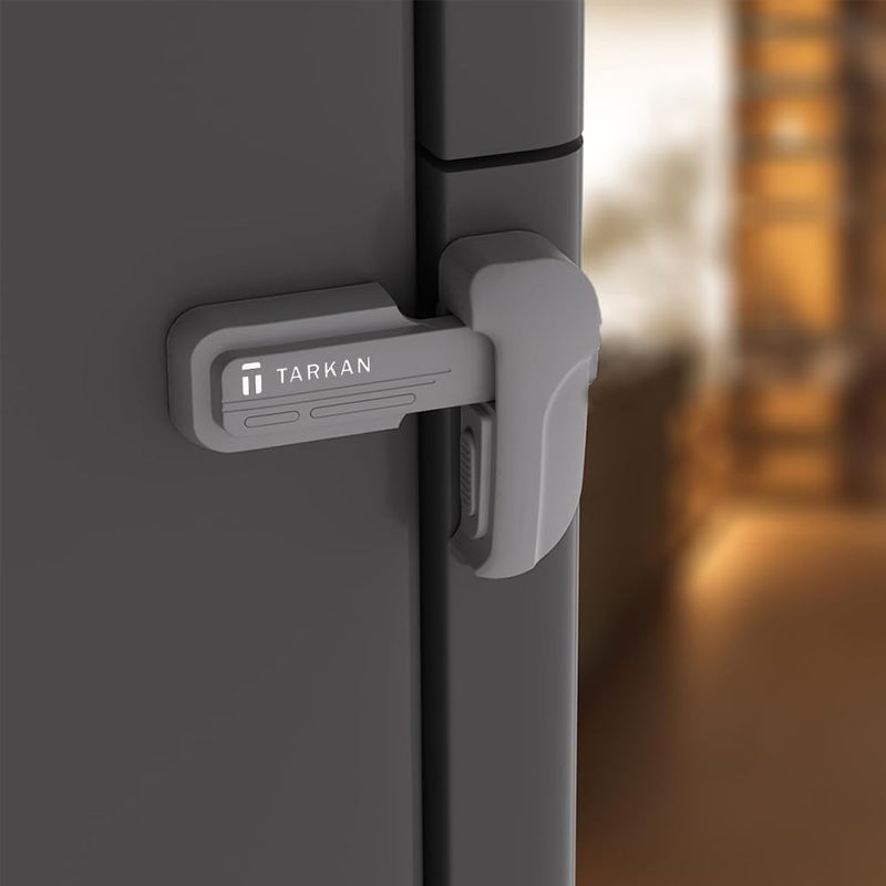 TARKAN Child Safety Dual Lock for Refrigerator, Multi-Purpose Baby Proofing Latch for Single Door Fridge, No-Drill Installation, Light Grey - Image 2