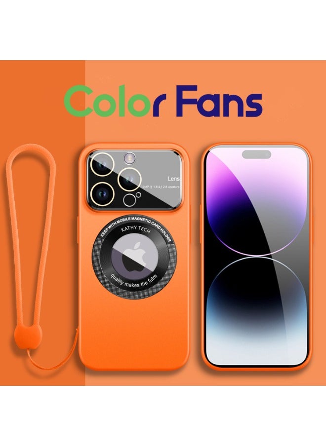 Color Fans - Magnetic Case for iPhone 13 Pro Max Ultra Thin Cover with Lanyard Orange - Image 1