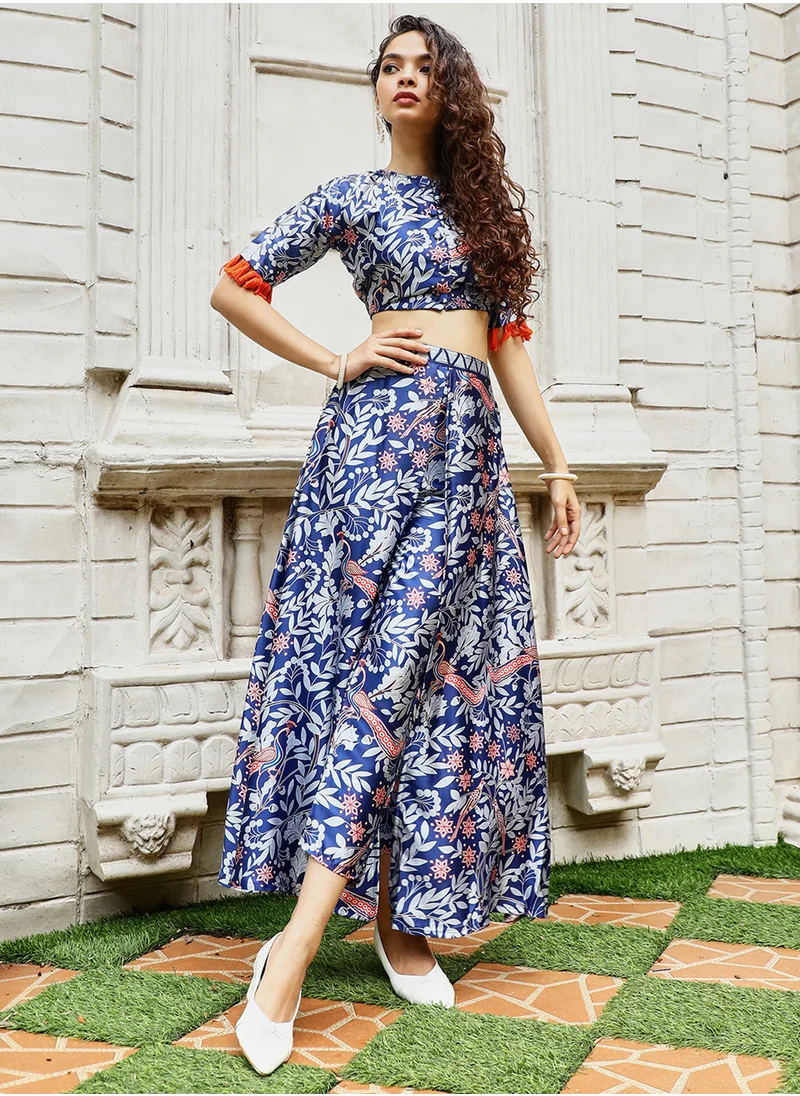 QISSA Women's Peach Pink Flora Bird Co-Ord Set