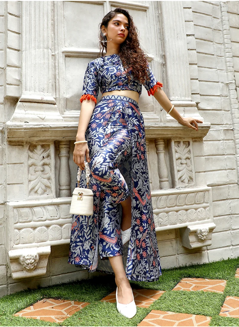 QISSA Women's Peach Pink Flora Bird Co-Ord Set