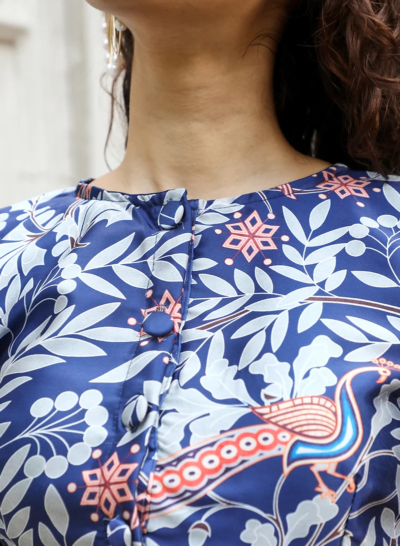 QISSA Women's Peach Pink Flora Bird Co-Ord Set