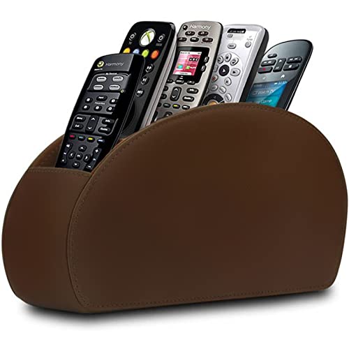 RHCSZ Remote Control Holder with 5 Compartments TV Remote Caddy Store Box,Desktop Organizer for Controller, Glasses and Media Player,Pen Storage (Brown) - Image 1