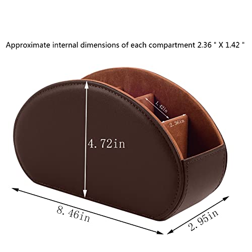 RHCSZ Remote Control Holder with 5 Compartments TV Remote Caddy Store Box,Desktop Organizer for Controller, Glasses and Media Player,Pen Storage (Brown) - Image 4