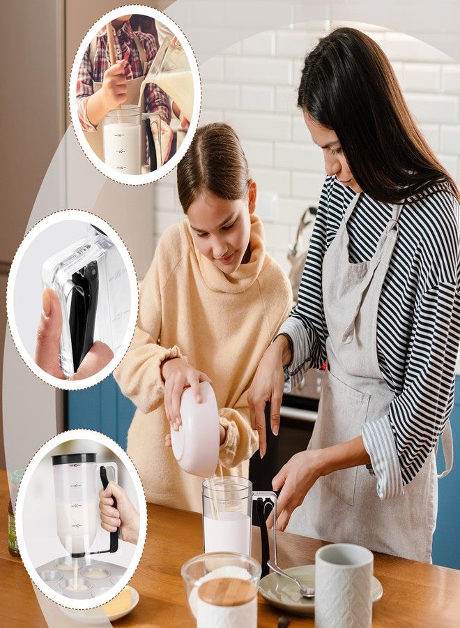 FillTouch موزع خليط الكب كيك من فيل تاتش، قطعتان، موزع خليط البانكيك، 4 أكواب بمقبض ضغط، أدوات لتحضير البانكيك، الكب كيك، الكوكيز، الكيك، الوافل، والآيس كريم، هدايا للمطبخ أو كهدية لمنزل جديد (أسود) - Image 3