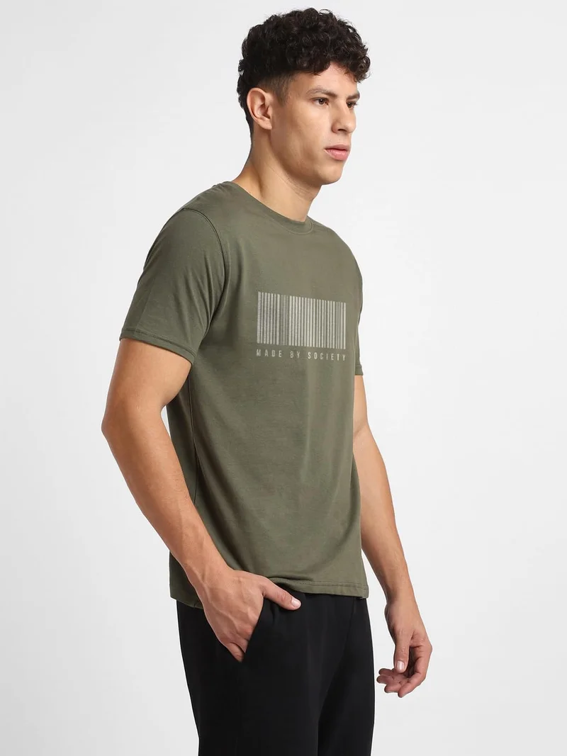 Nobero  Men's Olive Green Cotton T-Shirt for Men | Best Price UAE