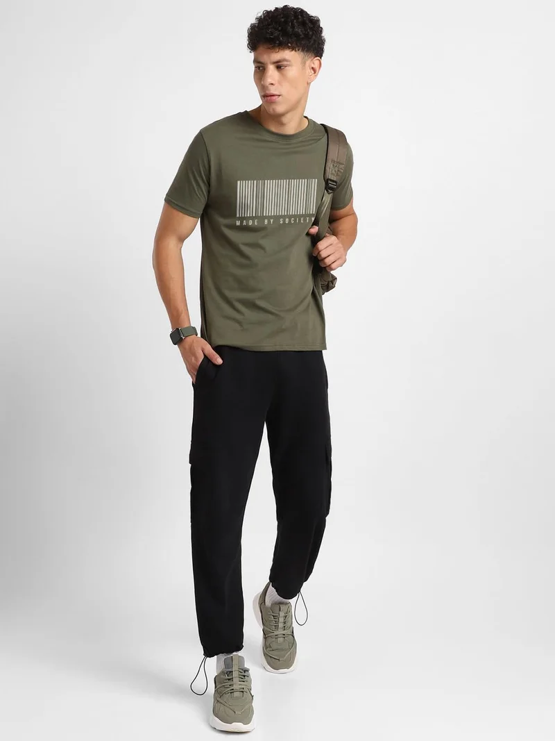 Nobero  Men's Olive Green Cotton T-Shirt for Men | Best Price UAE