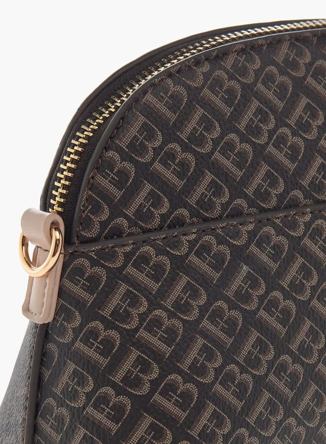 Flora Bella By Shoexpress Women Monogram Print Crossbody Bag with Detachable Chain Strap and Zip Closure
