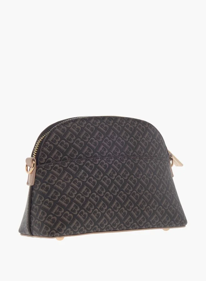 Flora Bella By Shoexpress Women Monogram Print Crossbody Bag with Detachable Chain Strap and Zip Closure