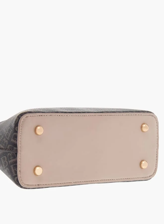 Flora Bella By Shoexpress Women Monogram Print Crossbody Bag with Detachable Chain Strap and Zip Closure