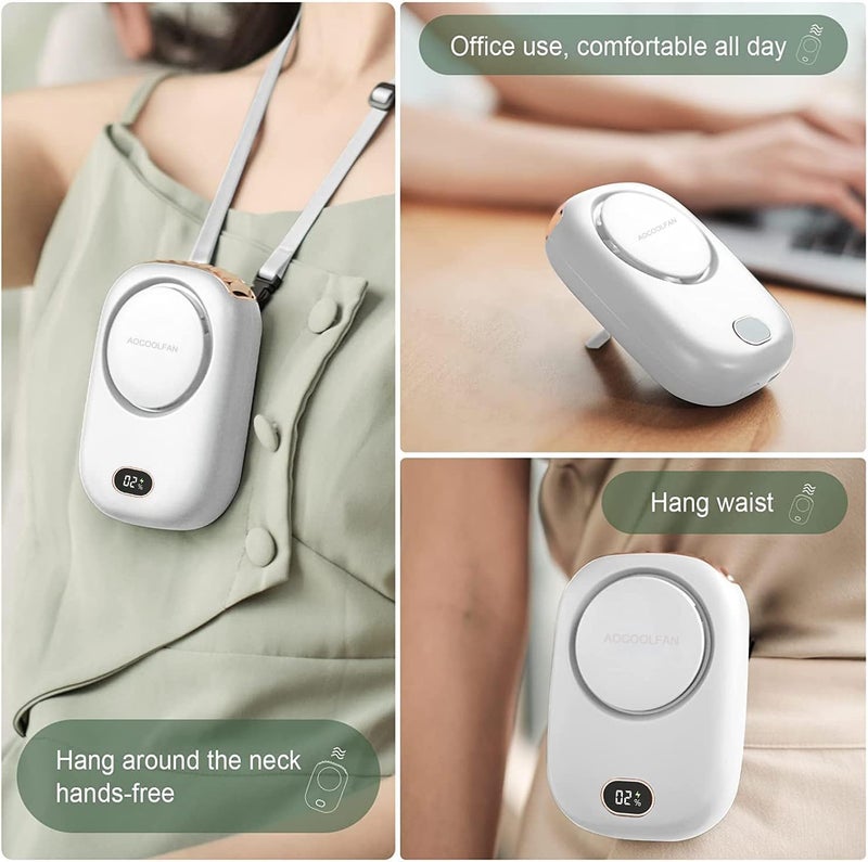 AOCOOLFAN Portable Neck Fan, Handheld Mini Fan Small Personal Fan, Hand Held Fan USB Rechargeable Eyelash Fan for Kids Girls Boys Woman Man Home Outdoor Travel (White) - Image 4
