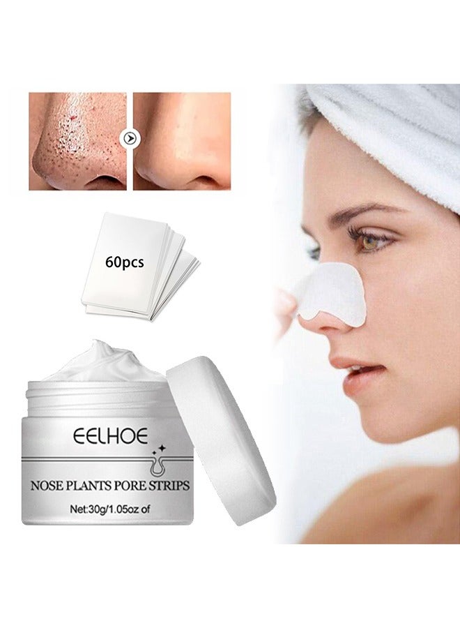 EELHOE 60 pcs Nose Plants Pore Strips, Deep Cleaning And Shrink Pores, Absore Grease, Remove Blackheads Nose Patch 30g - Image 1