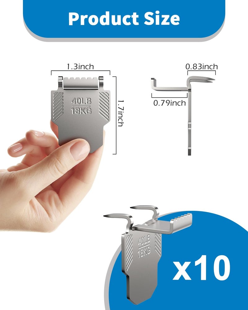 (ApeBest) 10 Canvas Hangers for Drywall Claw Hooks: Heavy Duty Damage Free Holds up to 40 lb 18"x24" Large Canvas Picture Frame Hanger Kit - Wall Hanging Hook Easy Removable for Room DÃ©cor - Image 2