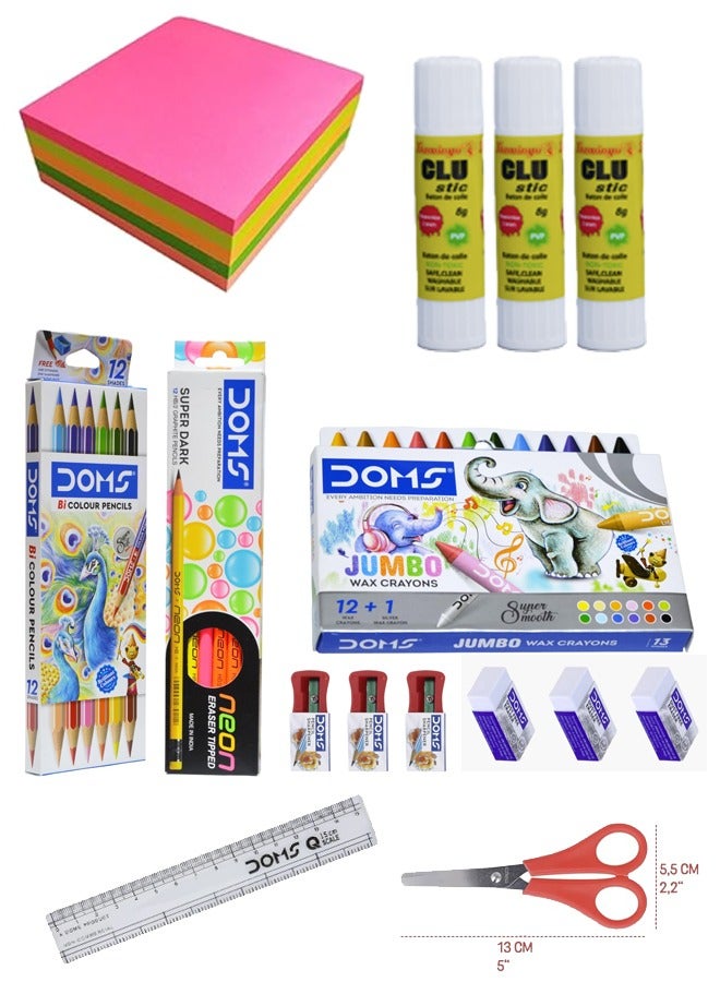 DOMS طقم قرطاسية مدرسية 15 في 1 ( 43 قطعة ) DS03