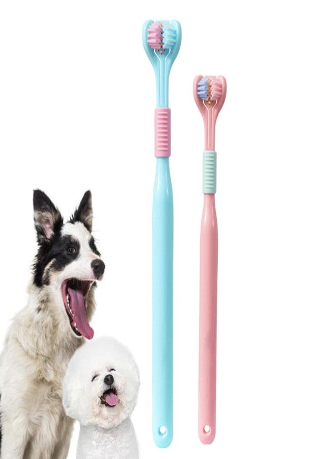 KnocKconK Three Sided Dog Toothbrush Kit, 2 Size Toothbrush for Adult Puppy with Small Soft Head, Pet Teeth Deep Clean Dense Brush, Small Dog Tooth Cleaning - Image 1