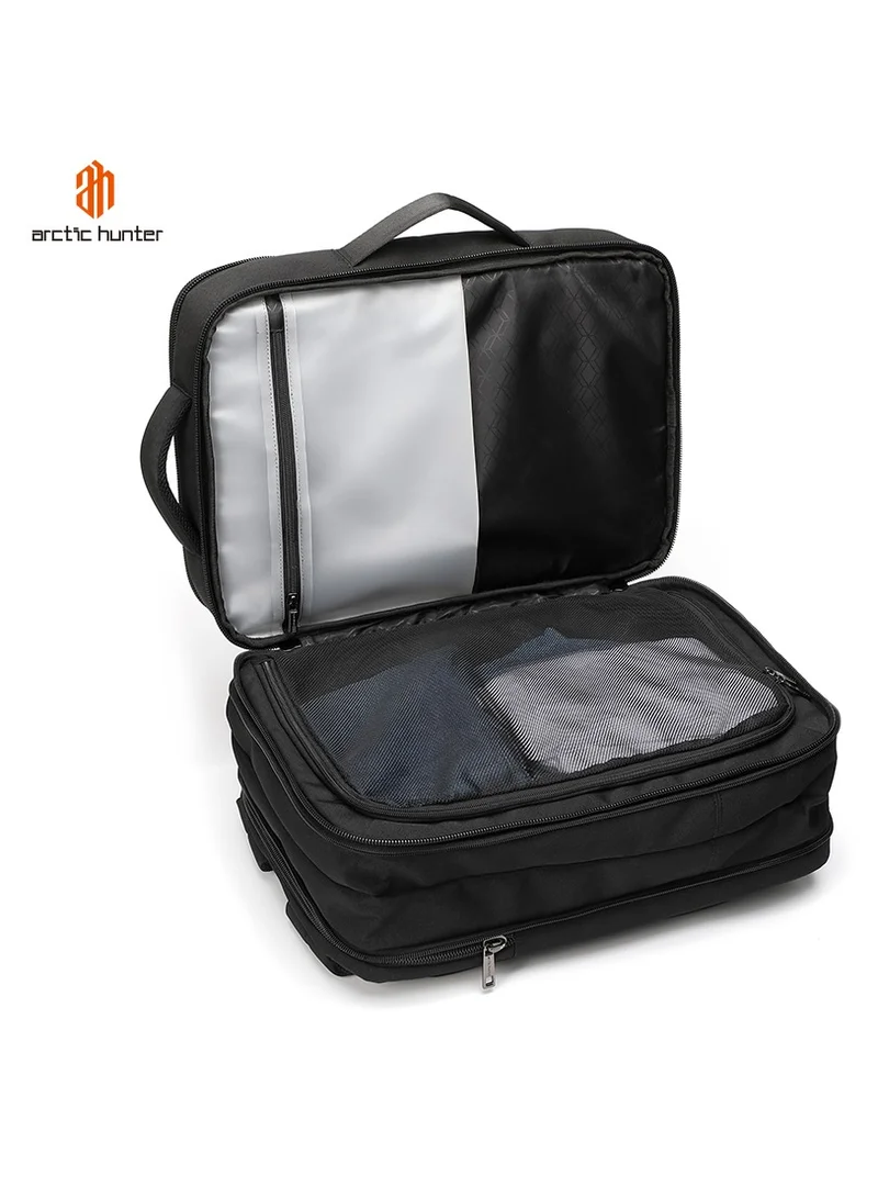 ARCTIC HUNTER Travel Backpack 3 in 1 Expandable from 19L to 32L Water & Scratch Resistant Backpack fits up to 15.6 inches Laptop with USB Port for Business Travelling for Men & Women B00345 Black