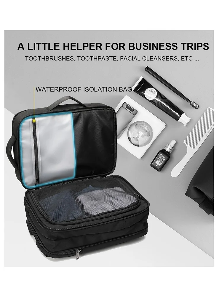 ARCTIC HUNTER Travel Backpack 3 in 1 Expandable from 19L to 32L Water & Scratch Resistant Backpack fits up to 15.6 inches Laptop with USB Port for Business Travelling for Men & Women B00345 Black