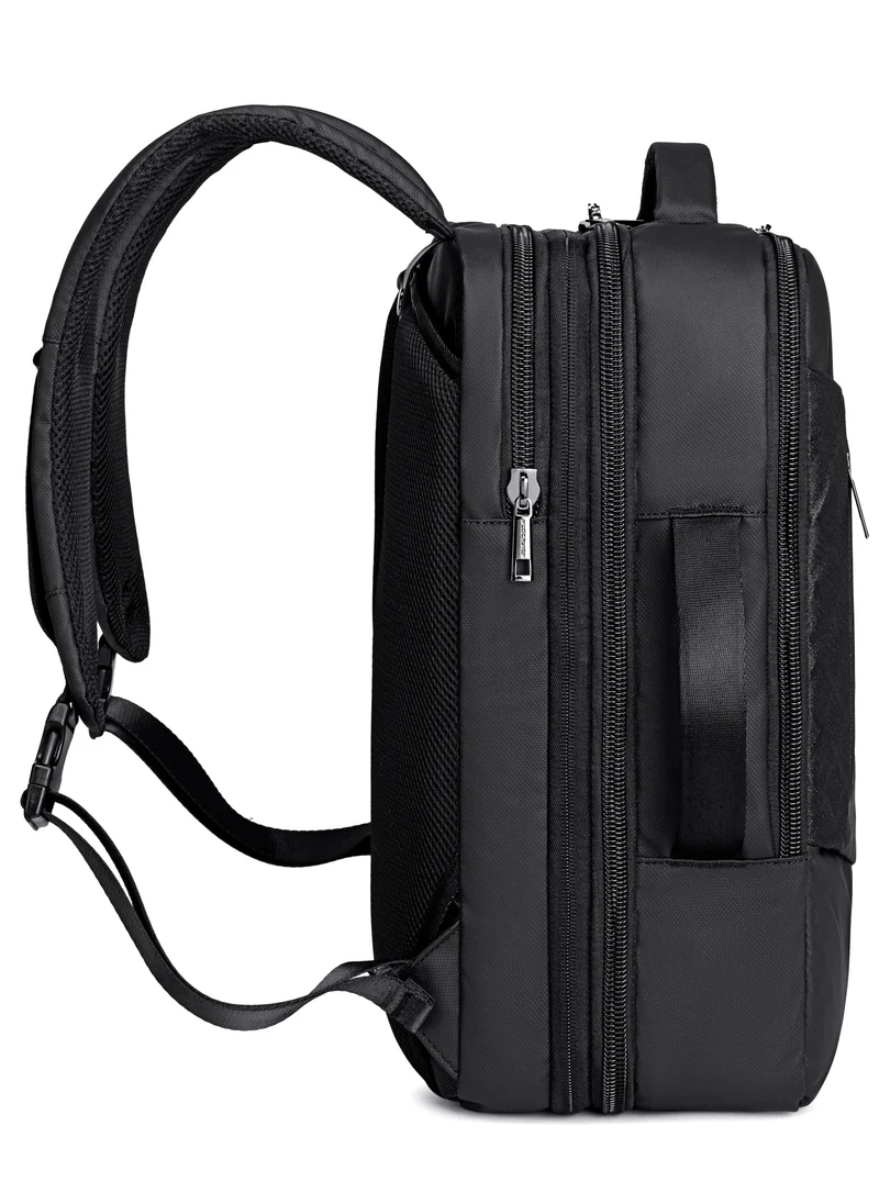 ARCTIC HUNTER Travel Backpack 3 in 1 Expandable from 19L to 32L Water & Scratch Resistant Backpack fits up to 15.6 inches Laptop with USB Port for Business Travelling for Men & Women B00345 Black