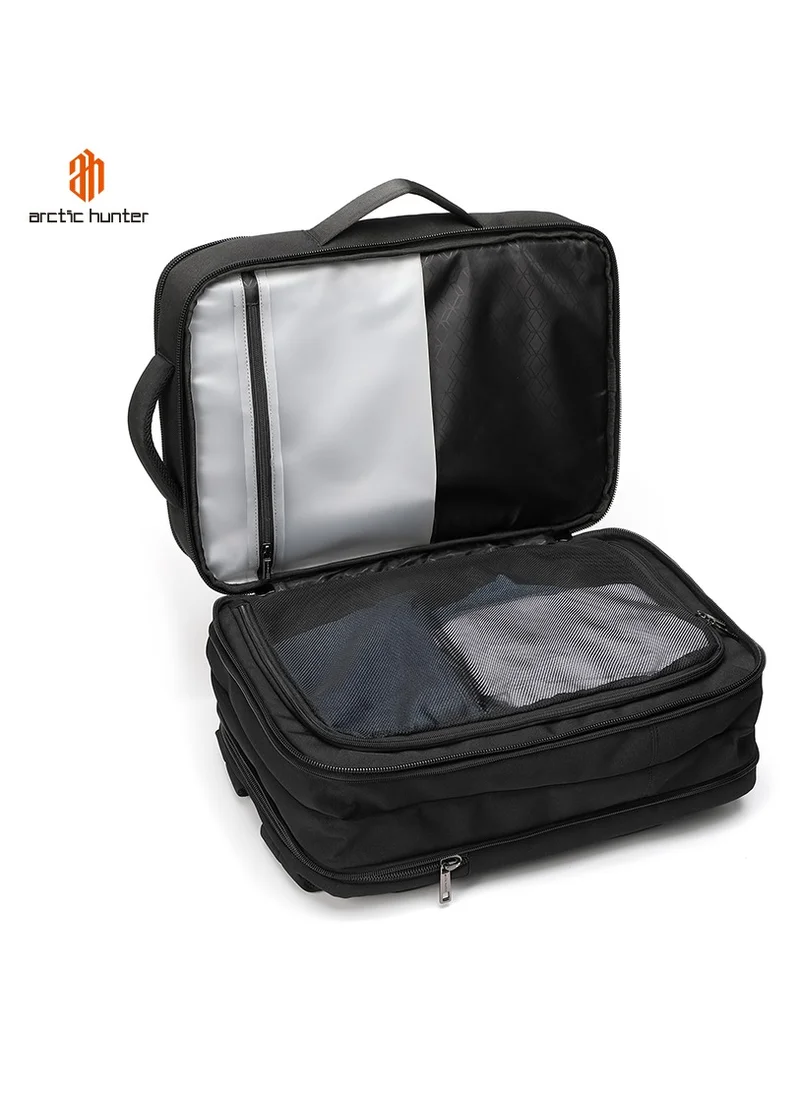 ARCTIC HUNTER Travel Backpack 3 in 1 Expandable from 19L to 32L Water & Scratch Resistant Backpack fits up to 15.6 inches Laptop with USB Port for Business Travelling for Men & Women B00345 Black