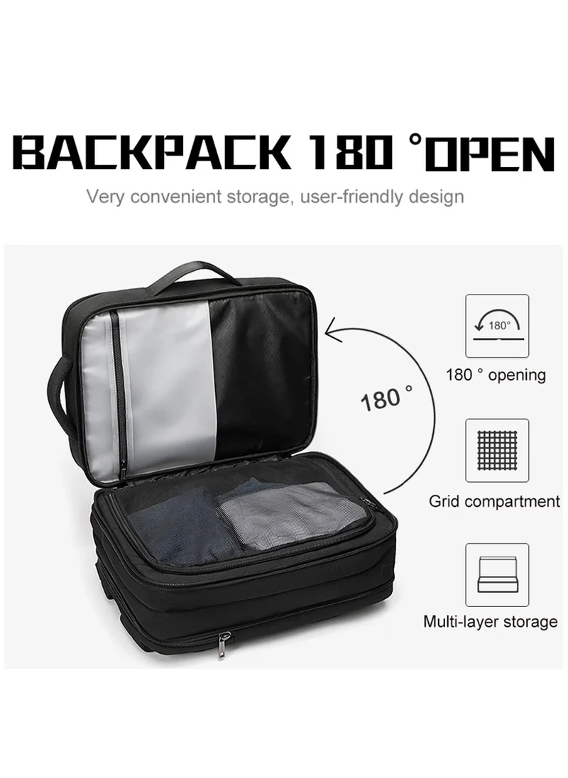ARCTIC HUNTER Travel Backpack 3 in 1 Expandable from 19L to 32L Water & Scratch Resistant Backpack fits up to 15.6 inches Laptop with USB Port for Business Travelling for Men & Women B00345 Black