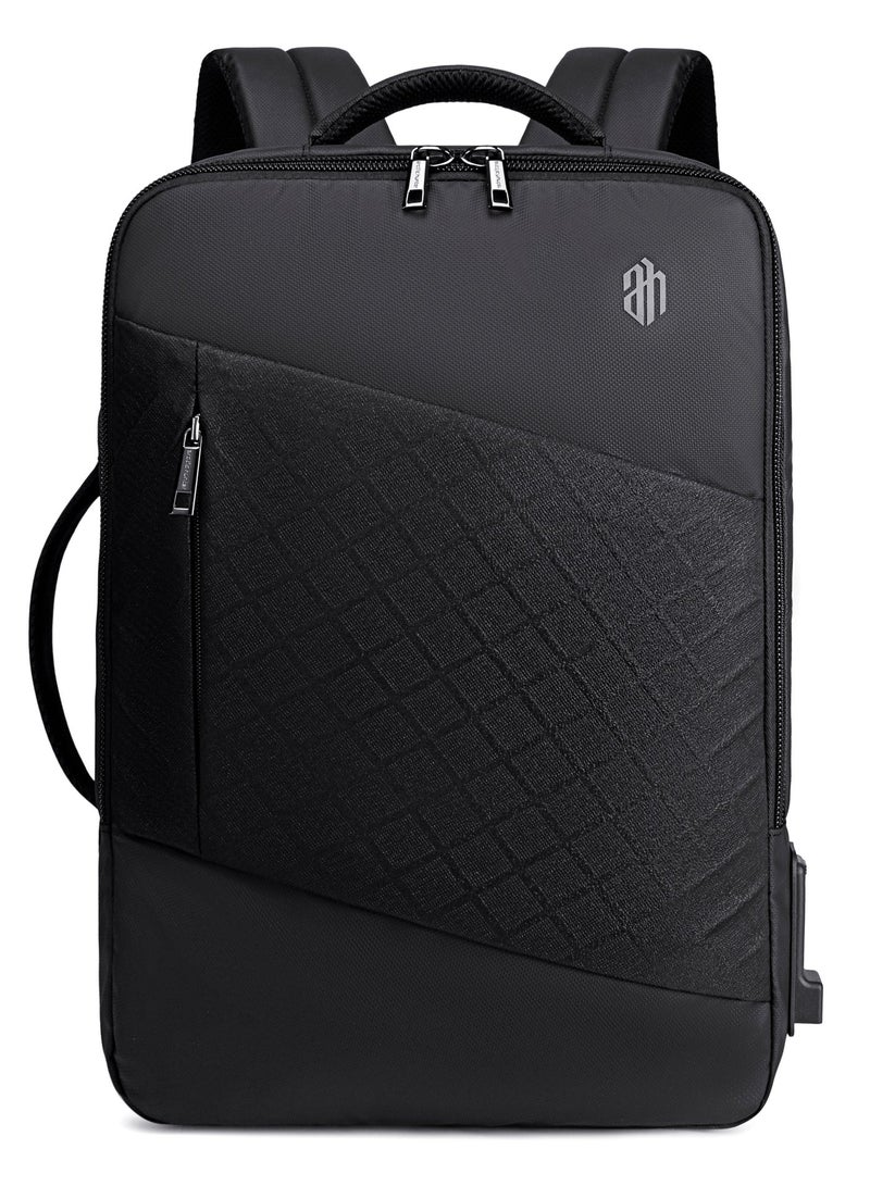ARCTIC HUNTER Expandable 3 in 1 Backpack 18 inch Water Resistant Travel Business Laptop Bag for Unisex with Built in USB and Headphone port, B00345, Black - Image 4