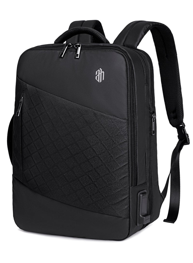 ARCTIC HUNTER Expandable 3 in 1 Backpack 18 inch Water Resistant Travel Business Laptop Bag for Unisex with Built in USB and Headphone port, B00345, Black - Image 1