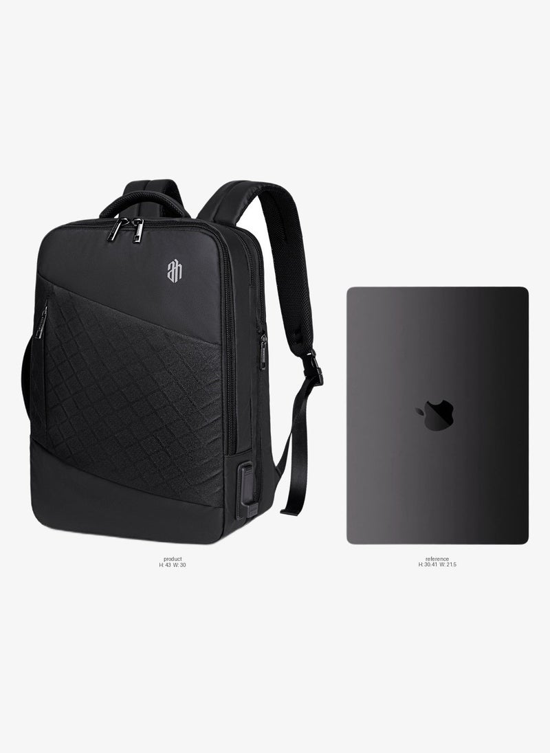 ARCTIC HUNTER Expandable 3 in 1 Backpack 18 inch Water Resistant Travel Business Laptop Bag for Unisex with Built in USB and Headphone port, B00345, Black - Image 3