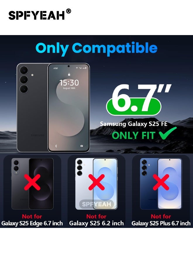 اس بي اف يا. [2 في 1] غطاء Samsung Galaxy S25 FE مع واقي شاشة زجاجي مقوى عالي الدقة، غطاء كاميرا منزلق، حامل حلقي مدمج يدور 360 درجة، جراب شديد التحمل مقاوم للصدمات والسقوط لهاتف Samsung Galaxy S25 FE مقاس 6.7 بوصة (أسود، عبوة من 1+1) - Image 2