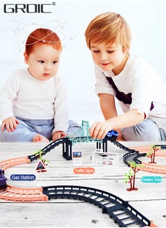 جرويك سباق المسار سيارة لعبة السكك الحديدية سيارة لعبة مجموعة Racecar Playset الشاحنات سباق السيارات الجذعية بناء السكك الحديدية الطريق أفضل هدية للأطفال الصغار أطفال بنين بنات  - Image 2
