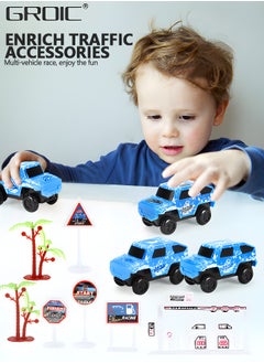 جرويك سباق المسار سيارة لعبة السكك الحديدية سيارة لعبة مجموعة Racecar Playset الشاحنات سباق السيارات الجذعية بناء السكك الحديدية الطريق أفضل هدية للأطفال الصغار أطفال بنين بنات  - Image 3