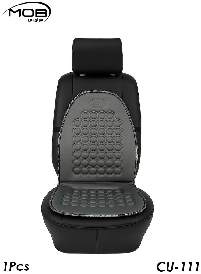 MOB Universal Car Seat Cushion Grey CU-111 – PU Leather Massage Seat Cover with Bubble Design, Ergonomic Support, Breathable Fabric, Non-Slip Straps, Fits Most Cars, SUVs, Trucks & Office Chairs – Comfortable Driving & Sitting Pad - Image 1
