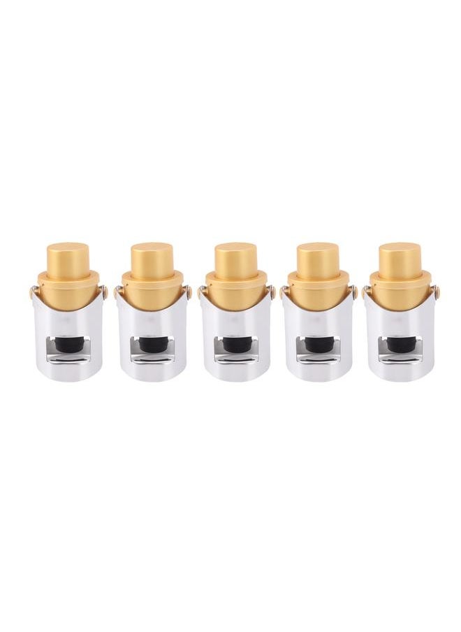 5 Packs Golden Champagne Stopper Stainless Steel Resuable Bottle Sealer Champagne Saver Plug