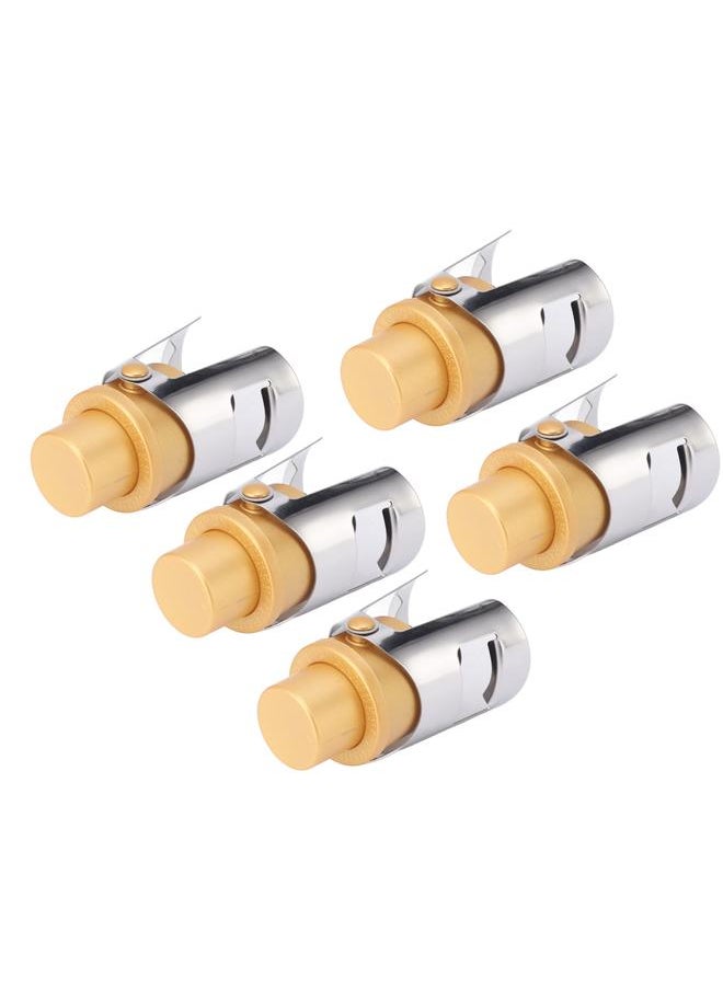 5 Packs Golden Champagne Stopper Stainless Steel Resuable Bottle Sealer Champagne Saver Plug